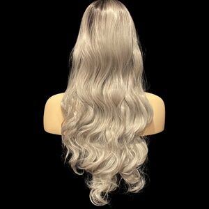 Gray Wig with  Black Roots 300g,  26" Body Wave